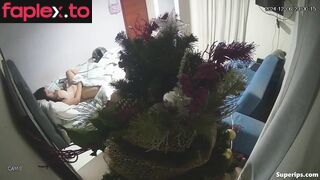 Brunette girl masturbates at Christmas