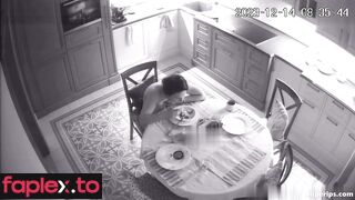 Russian busty mom is naked in her kitchen