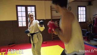 Karategirls, action movies and POV - Alicia practices karate with strong focused moves