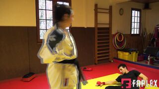 Karategirls, action movies and POV - Alicia practices karate with strong focused moves