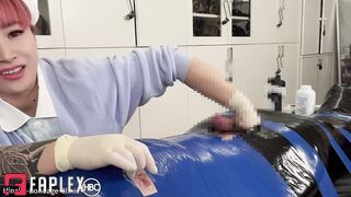 Hinako Bondage Clinic - Japanese Mistress Nipples Teasing And Jerking Off Mummificated Slave
