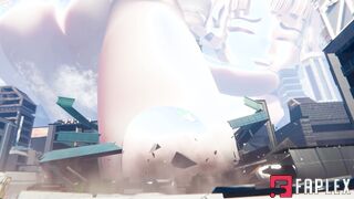 The Giantess And Her Enormous Sizes Destroying a Large City
