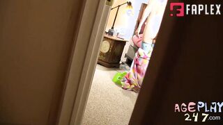 AGEPLAY 247 - Skinny Diapered Slut Peeing And Giving BlowJob