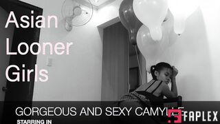 Asian Looner Girls - Sexy Camylle Blows To Pop Your Huge Clear Balloon Pooping (Inflatables Blow Fetish)