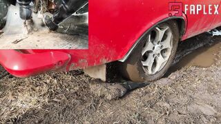 Kris Stuck Girls - Dirty Heels - Car Breaks Down In Deep Puddle And Gets Completely Stuck