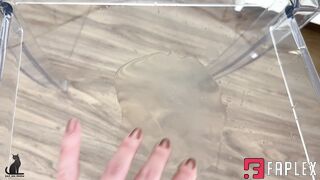 Cat on Show - Wife rides dildo in lingerie showing hairy bush and creamy squirting fun