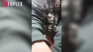HAIRY PENELOPE - Hairy bush flashing and naughty peeing in a dirty public toilet stall