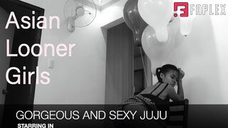 Asian Looner Girls - Hot Model Juju Pop Balloon in Sexy Denim Shorts