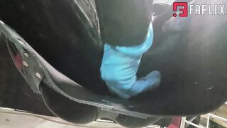 Latex Babes - Mistress Fucks Her Suspended Slave With A Cucumber