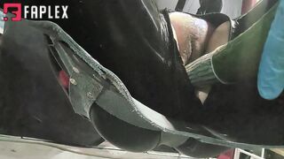 Latex Babes - Mistress Fucks Her Suspended Slave With A Cucumber