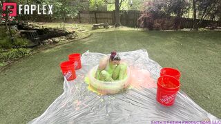 Bikini Tease With Slime: Squishing And Shaking Her Feet in The Pool