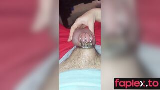 chastity cage release and humiliation of tiny dick