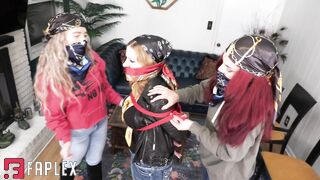 Four Hot Milfs In Bondage And Scarf Gagging Games