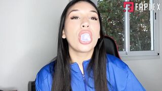 Sexy Brunette Bubble Gum Fetish Show