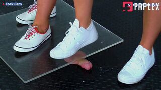 Under Amber - Goddess Amber - Miss Lucy - Flattening Your Cock & Balls Under Our White Pumps & Plexiglass - 182 Cock Cam - Trample Trampling Cbt Ballbusting Crushing Crush Trainers Fetish (Cock Trampling Fetish)