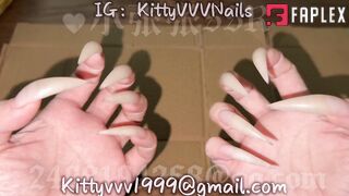 KittyVVV Nails - Hard Scratching On Cardboard With My 100% Natural Sharp Claws (Finger Nail Fetish)