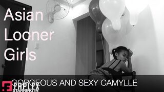 Asian Looner Girls - Sexy Camylle Blows To Pop Your Huge Pink Star Covered Balloon (Balloons B2P Fetish)