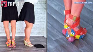 Under Amber - Goddess Amber - Miss Lucy - Trampling Your Cock & Face In Our Vacation Wedges - Split Cam - 180 - Trample Trampling CBT Ballbusting Crush Crushing (Cock Trampling Fetish)