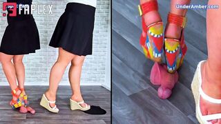 Under Amber - Goddess Amber - Miss Lucy - Trampling Your Cock & Face In Our Vacation Wedges - Split Cam - 180 - Trample Trampling CBT Ballbusting Crush Crushing (Cock Trampling Fetish)