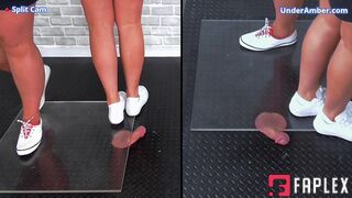 Under Amber - Goddess Amber - Miss Lucy - Flattening Your Cock & Balls Under Our White Pumps & Plexiglass - 182 Split Cam - Trample Trampling CBT Ballbusting Crushing Crush Trainers Fetish (Cock Trampling Fetish)