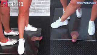 Under Amber - Goddess Amber - Miss Lucy - Flattening Your Cock & Balls Under Our White Pumps & Plexiglass - 182 Split Cam - Trample Trampling CBT Ballbusting Crushing Crush Trainers Fetish (Cock Trampling Fetish)