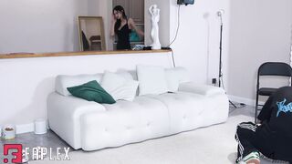 Bound And Teased Asian Beauty Struggles In High Heels On The Sofa