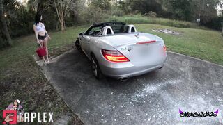 Full Car Wash Scene With JessB716 And Sabasien20 In A Steamy Outdoor Setup